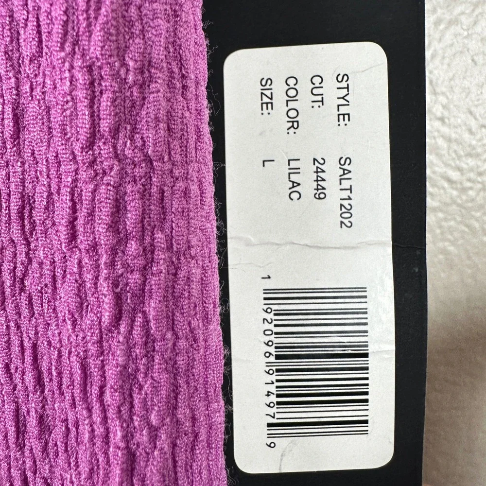 Bebe Women's L Mini Dress Lilac Textured‎ Ruffle Tie Shoulder NEW